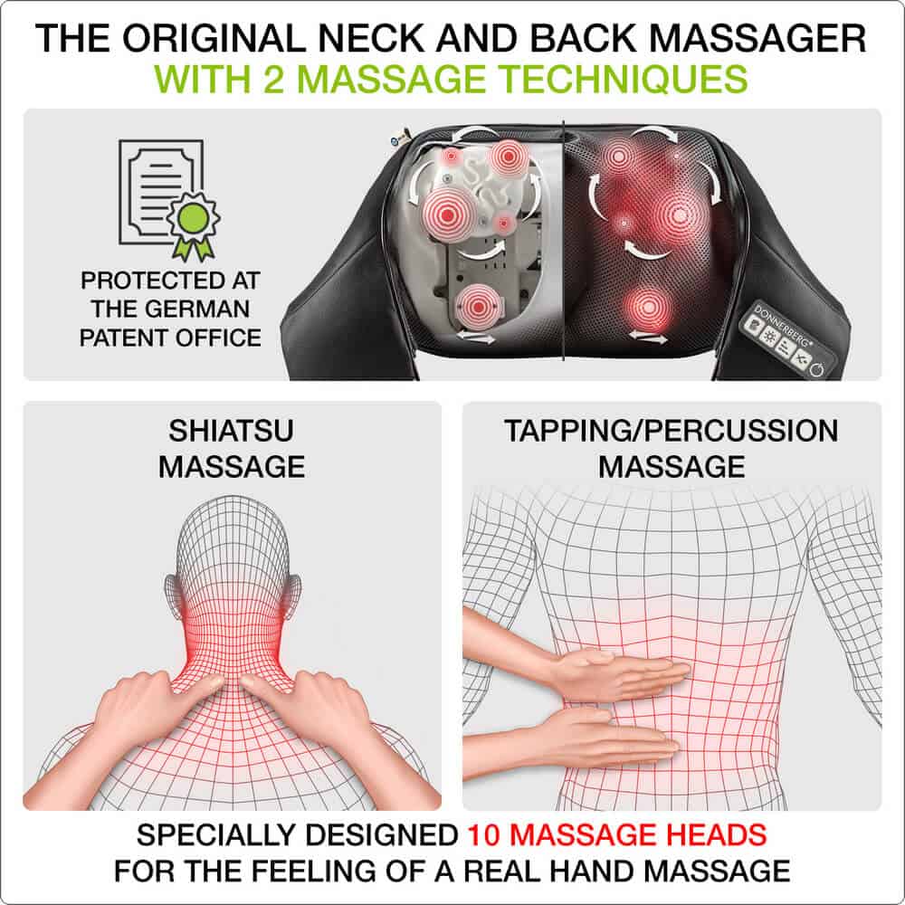 Back massager - Deep Tissue Massage with Heat for Back Pain Relief -  Donnerberg